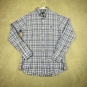 Polo Ralph‎ Lauren Mens Plaid Shirt Small Classic Fit Button Down Blue White